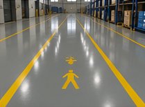 Yellow Safety Lines epoxy floor sample